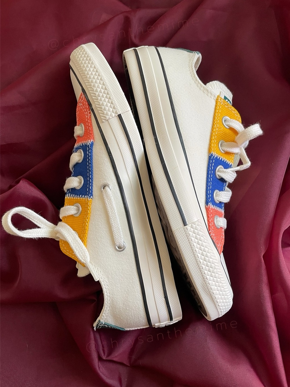 NEW Chuck Taylor All Star Low Patchwork- Egret, Yellow, Blue